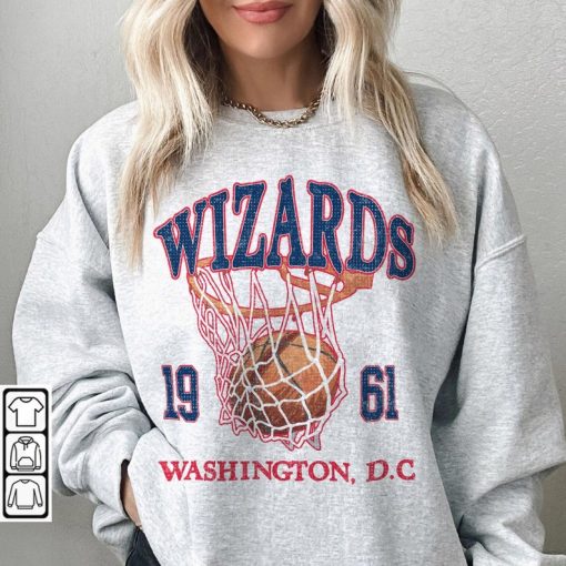 Washington Basketball Vintage Shirt, Wizards 90s Basketball Graphic Tee Sweatshirt