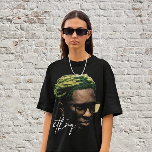 Retro Young Thug Green T Shirt, Hip Hop Rap Face Tee, Valentines Music Y2k Gift For Her Him, Vintage Bootleg