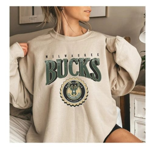 Vintage NBA Bucks Basketball Sweatshirt  T-Shirt, NBA Basketball Shirt, 2022-23 Basketball