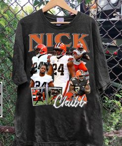 Vintage 90s Graphic Style Nick Chubb T-Shirt - Nick Chubb Football T-Shirt - Retro American Football Tee For Man and