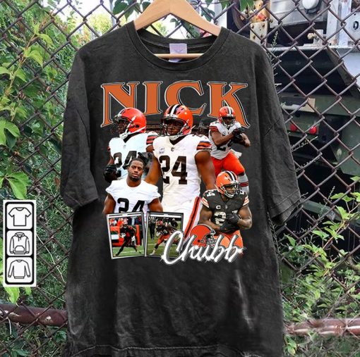 Vintage 90s Graphic Style Nick Chubb T-Shirt - Nick Chubb Football T-Shirt - Retro American Football Tee For Man and