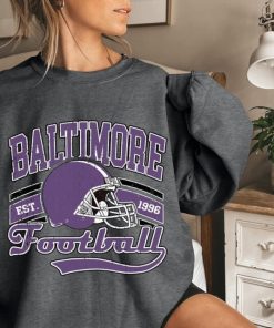 Baltimore Football Crewneck Sweatshirt, Trendy Vintage Style Football Shirt for Game Day, Baltimore Ravens Gifts