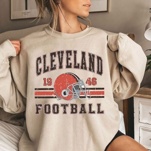 Cleveland Football Sweatshirt, Vintage Style Cleveland Football Crewneck, America Football Sweatshirt