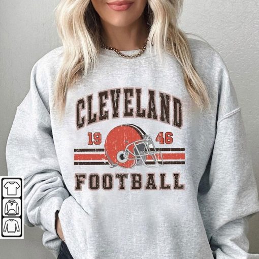 Cleveland Football Sweatshirt, Vintage Style Cleveland Football Crewneck, America Football Sweatshirt