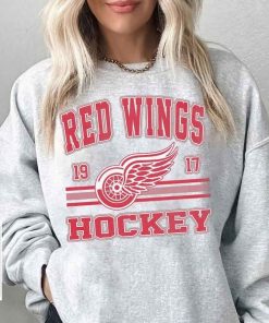 Vintage 90s Detroit Red Wings Sweatshirt Shirt, Red Wings Hockey Crewneck Sweatshirt