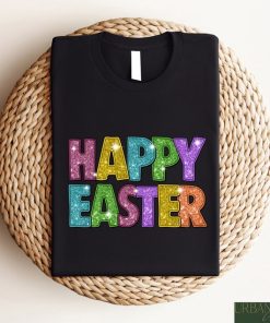 Happy Easter Glitter Shirt, Watercolor Easter Day Sweatshirt, Easter Day Sayings Tee, Easter Day Glitter Gifts