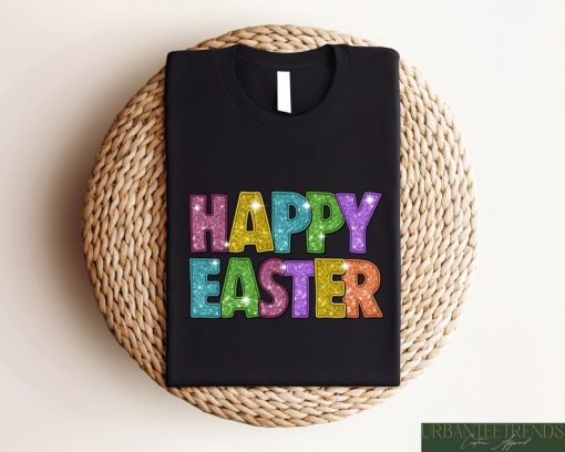 Happy Easter Glitter Shirt, Watercolor Easter Day Sweatshirt, Easter Day Sayings Tee, Easter Day Glitter Gifts