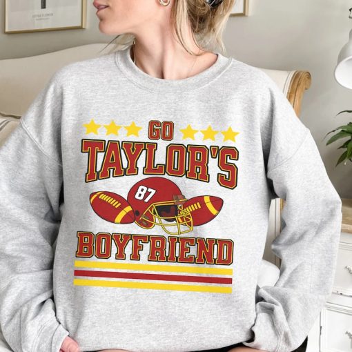 Go Taylor's Boyfriend Sweatshirt Taylor BF Shirt Funny Football Tee Game Day Hoodie Trendy Football Fan Gift Retro Style