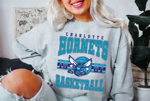 Charlotte Basketball Shirt, Vintage Charlotte Hornet Sweatshirt, Hornet Basketball Hoodie