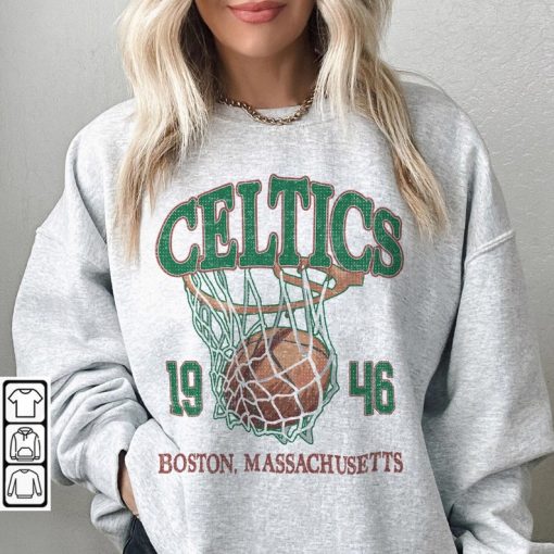 Boston Basketball Vintage Shirt, Celtics 90s Basketball Sweatshirt