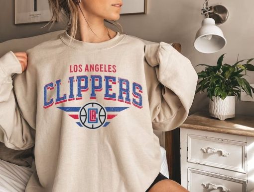 Los Angeles Clippers Sweatshirt Vintage Women LA Clippers Sweatshirt Retro Men Clippers Crewneck Clippers Pullover