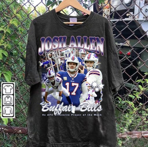 Vintage 90s Graphic Style Josh Allen T-Shirt - Josh Allen Sweatshirt - Retro American Football Tee For Man and Woman