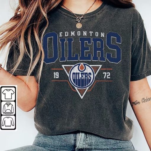 Vintage 90s Edmonton Oilers Sweatshirt, Edmonton Oilers Unisex t-shirts, long-sleeved t-shirts