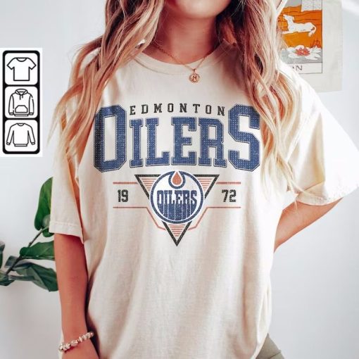 Vintage 90s Edmonton Oilers Sweatshirt, Edmonton Oilers Unisex t-shirts, long-sleeved t-shirts