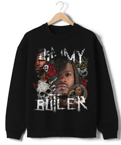 Jimmy Butler Emo Long Hair Himmy Funny Skull And Roses Custom Graphic Crewneck Sweatshirt