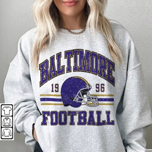 Baltimore Football Shirt, Ravens Retro Style 90s Vintage Unisex Crewneck Sweatshirt