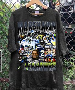 Vintage 90s Graphic Style Marshawn Lynch T-Shirt - Marshawn Lynch Sweatshirt - Retro American Football Tee For Man and