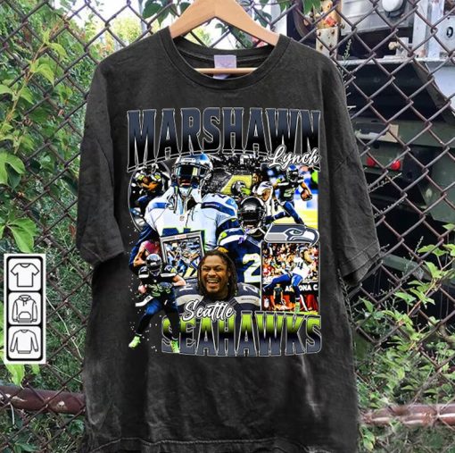 Vintage 90s Graphic Style Marshawn Lynch T-Shirt - Marshawn Lynch Sweatshirt - Retro American Football Tee For Man and