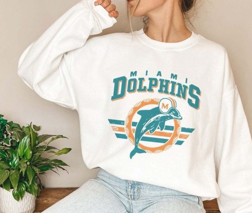 Vintage Miami Football Crewneck Sweatshirt, Dolphin Sweatshirt , Retro Miami Sweatshirt, Dolphin Gift