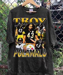 Vintage 90s Graphic Style Troy Polamalu T-Shirt - Troy Polamalu Football TShirt - American Football Tee For Man and