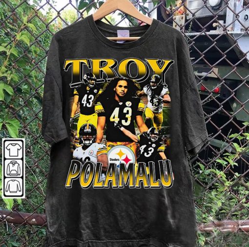 Vintage 90s Graphic Style Troy Polamalu T-Shirt - Troy Polamalu Football TShirt - American Football Tee For Man and