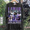 Vintage 90s Graphic Style Lamar Jackson T-Shirt - Lamar Jackson Football TShirt - American Football Tee For Man and