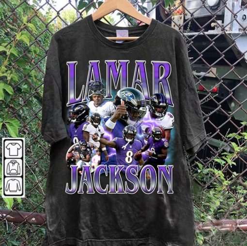 Vintage 90s Graphic Style Lamar Jackson T-Shirt - Lamar Jackson Football TShirt - American Football Tee For Man and