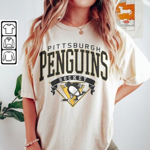 Pittsburgh Penguins Shirt, Merch Vintage 90s Sweatshirt Hockey Retro Unisex Crewneck Gift For Fan College