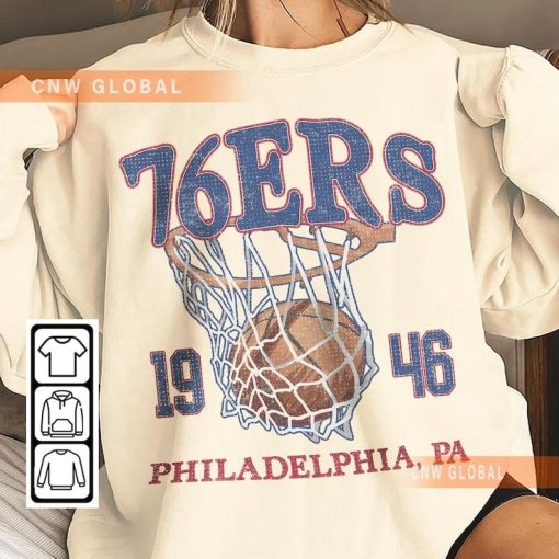 Philadelphia Basketball Vintage Shirt, 76ers 90s Basketball Graphic Tee, Retro For Women And Men Basketball Fan