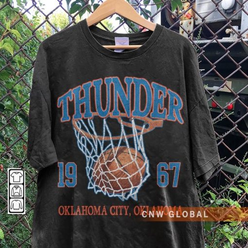 Oklahoma City Basketball Vintage Shirt, Thunder 90s Basketball Graphic Tee Sweatshirt