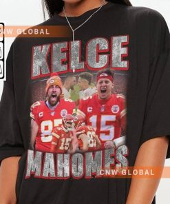 Patrick Mahomes Travis Kelce Kansas Football Shirt, Kansas City Football Bros 90s Vintage Bootleg Graphic Tee