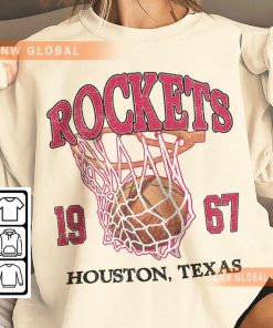 Houston Basketball Vintage Shirt, Rockets 90s Basketball Graphic Tee Sweatshirt