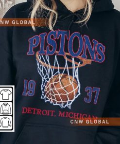 Detroit Basketball Vintage Shirt, Pistons 90s Basketball Graphic Tee Sweatshirt