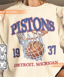 Detroit Basketball Vintage Shirt, Pistons 90s Basketball Graphic Tee Sweatshirt