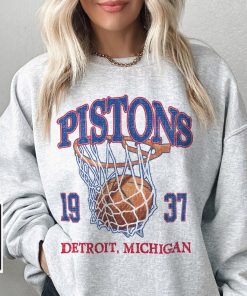 Detroit Basketball Vintage Shirt, Pistons 90s Basketball Graphic Tee Sweatshirt