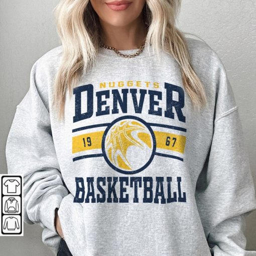 Denver Basketball Vintage T Shirt, Nuggets Crewneck Retro Sweatshirt, Denver Basketball Hoodie