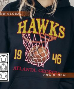 Atlanta Basketball Vintage Shirt, Hawks 90s Basketball Graphic Tee Sweatshirt