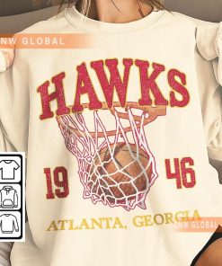 Atlanta Basketball Vintage Shirt, Hawks 90s Basketball Graphic Tee Sweatshirt