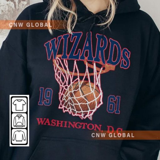 Washington Basketball Vintage Shirt, Wizards 90s Basketball Graphic Tee Sweatshirt