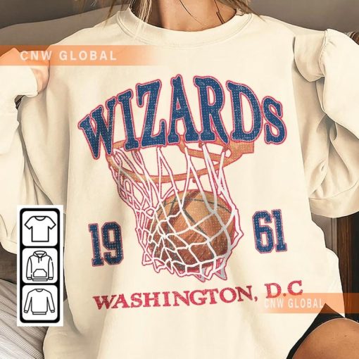 Washington Basketball Vintage Shirt, Wizards 90s Basketball Graphic Tee Sweatshirt