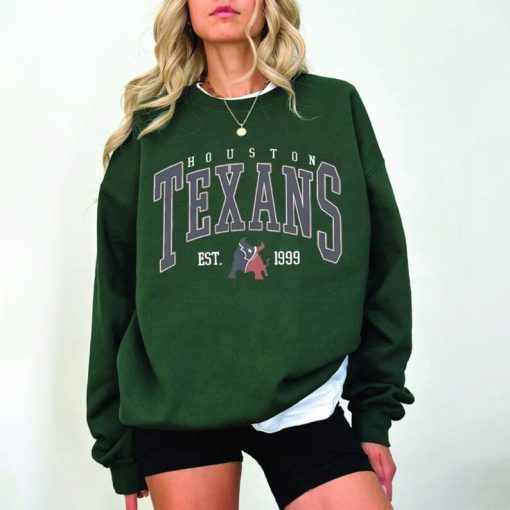 Vintage Houston Texans Football, 90s Bootleg, T-Shirt Retro Style Sweatshirt Crewneck