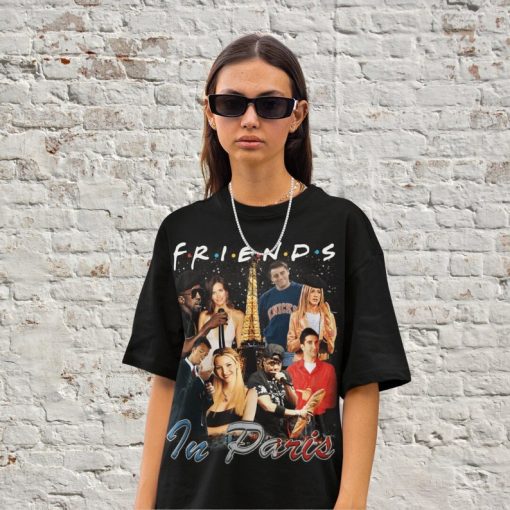 Retro Friends in Paris, Kanye West, Jay Z, Vintage Funny Tee Bootleg Funny Tee, Matthew Perry, Jennifer Aniston