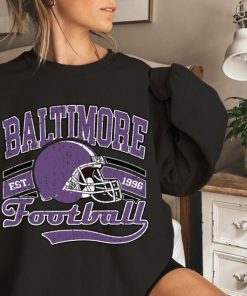 Baltimore Football Crewneck Sweatshirt, Trendy Vintage Style Football Shirt for Game Day, Baltimore Ravens Gifts