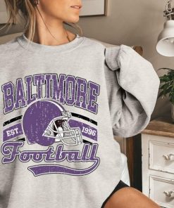 Baltimore Football Crewneck Sweatshirt, Trendy Vintage Style Football Shirt for Game Day, Baltimore Ravens Gifts