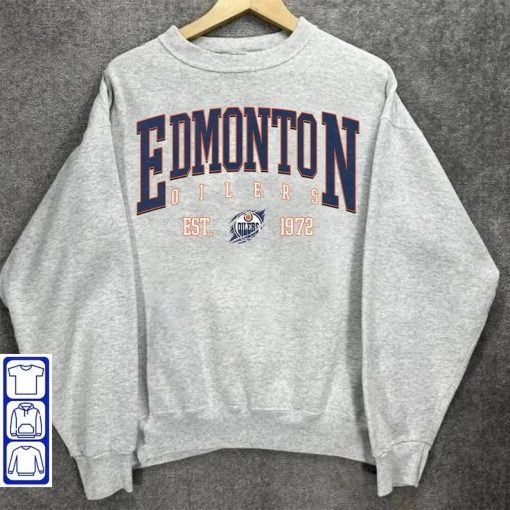 Edmonton Hoockey Crewneck Sweatshirt, Vintage Style Edmonton Shirt, Edmonton Hoodie, College Sweatshirt, Hockey Fan