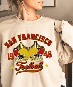 San Francisco Football Sweatshirt Vintage Golden Gate Bridge Shirt Football Fan Hoodie Game Day Outfit Crewneck Sweater