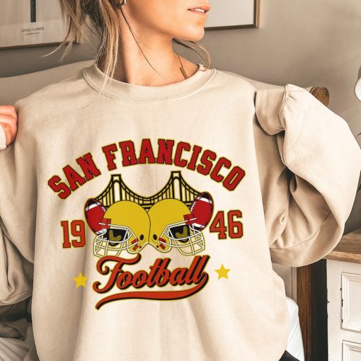 San Francisco Football Sweatshirt Vintage Golden Gate Bridge Shirt Football Fan Hoodie Game Day Outfit Crewneck Sweater