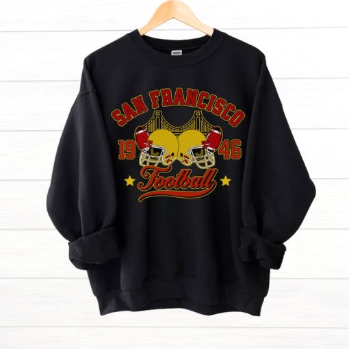 San Francisco Football Sweatshirt Vintage Golden Gate Bridge Shirt Football Fan Hoodie Game Day Outfit Crewneck Sweater