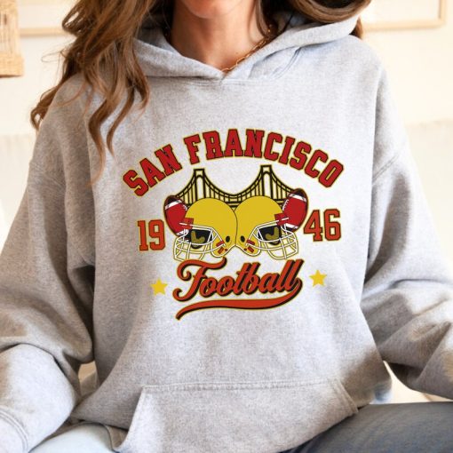 San Francisco Football Sweatshirt Vintage Golden Gate Bridge Shirt Football Fan Hoodie Game Day Outfit Crewneck Sweater