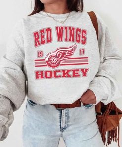 Vintage 90s Detroit Red Wings Sweatshirt Shirt, Red Wings Hockey Crewneck Sweatshirt